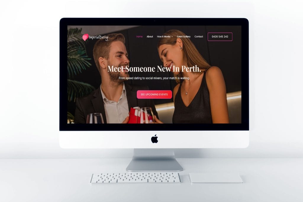 Portfolio 5 Imperial Dating website displayed on a desktop computer