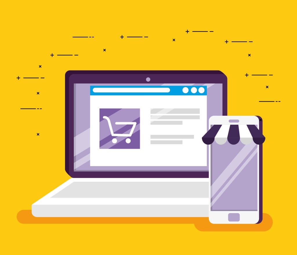 Woocommerce Development 1 online market website in the laptop and smartphone
