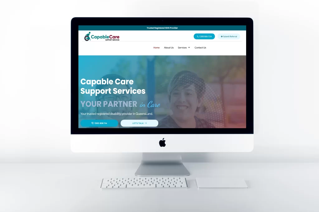 Capable Care website displayed on a desktop computer