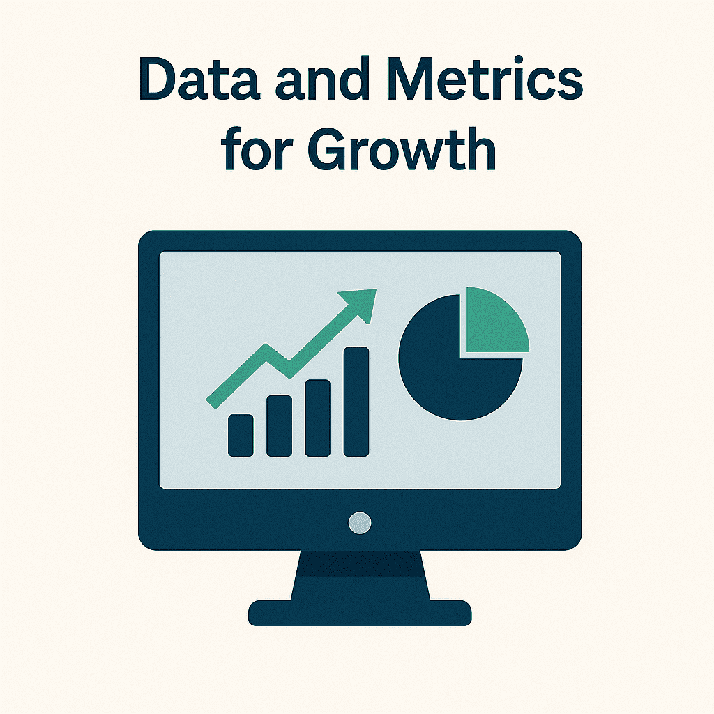 NDIS Business Growth: How Providers Can Scale in 2026 5 Illustration of a monitor showing a bar chart with upward arrow and pie chart, symbolising tracking growth.