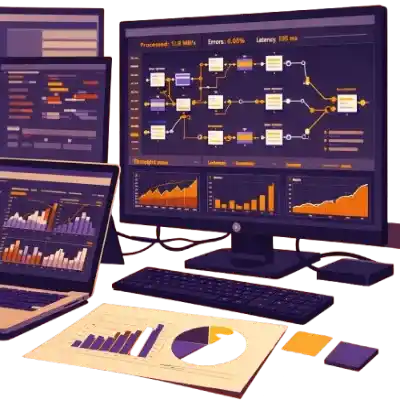 Data pipelines and real-time analytics platform icon