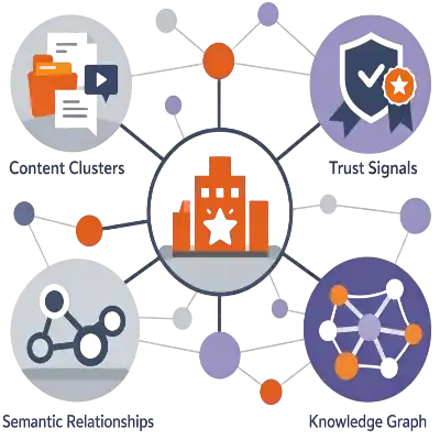 Entity SEO and topical authority illustration