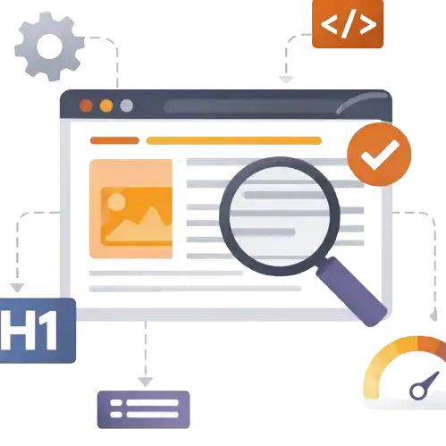 On-page SEO and semantic content optimisation illustration
