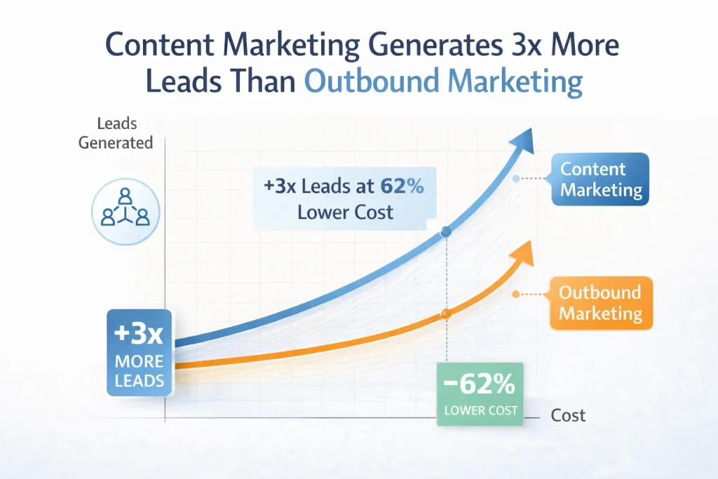 How to Get More Leads From Your Website Without Spending More on Ads 3 Content marketing generates more leads than outbound marketing at lower cost