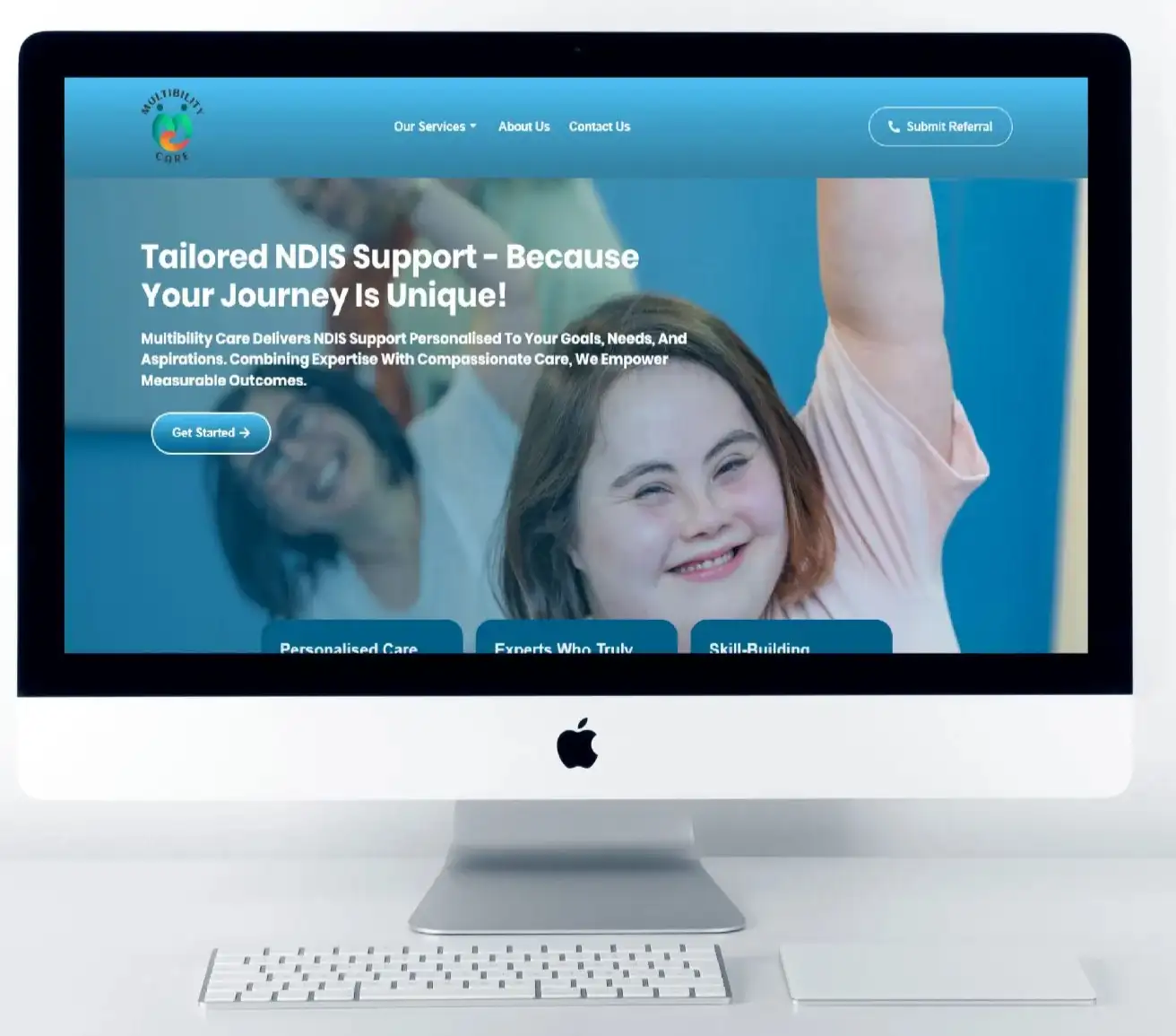 NDIS Website Design 8 Multibility Care Support Services NDIS website design by Velacore, with professional positioning, clear service structure, and NDIS-aligned messaging