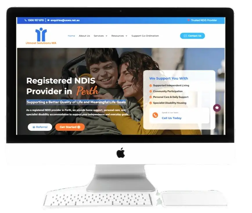 NDIS Website Design 6 Utmost Solutions WA NDIS website design focused on referral positioning, professional presentation, and credible online presence