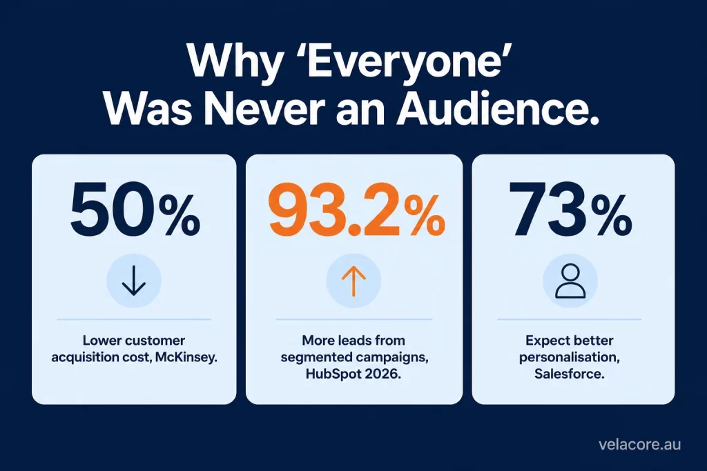 How to Find Your Target Audience (Not Just Your Target Market) 3 Statistics infographic on audience segmentation supporting how to find your target audience research